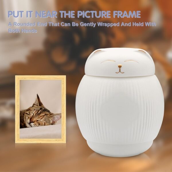 Pet Loss Memorial Keepsake Ceramic Cat Urns for Ashes - Image 2