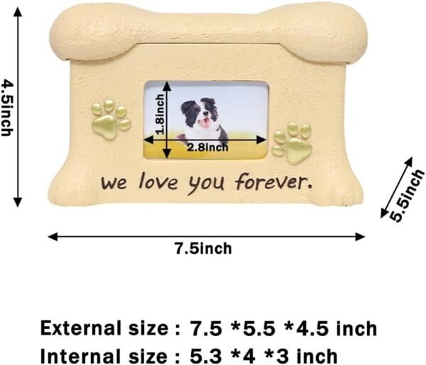 Resin Bone Shape Pet Urn Keepsake Ashes Box with Picture - Image 6