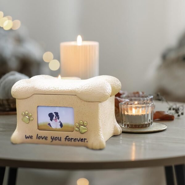 Resin Bone Shape Pet Urn Keepsake Ashes Box with Picture - Image 5